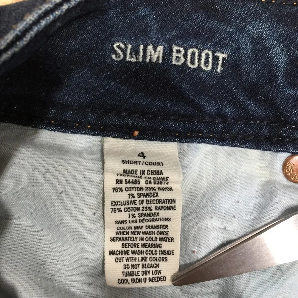American Eagle Womens Slim Boot Jeans Stretch Size 4 Short Dark Wash Blue